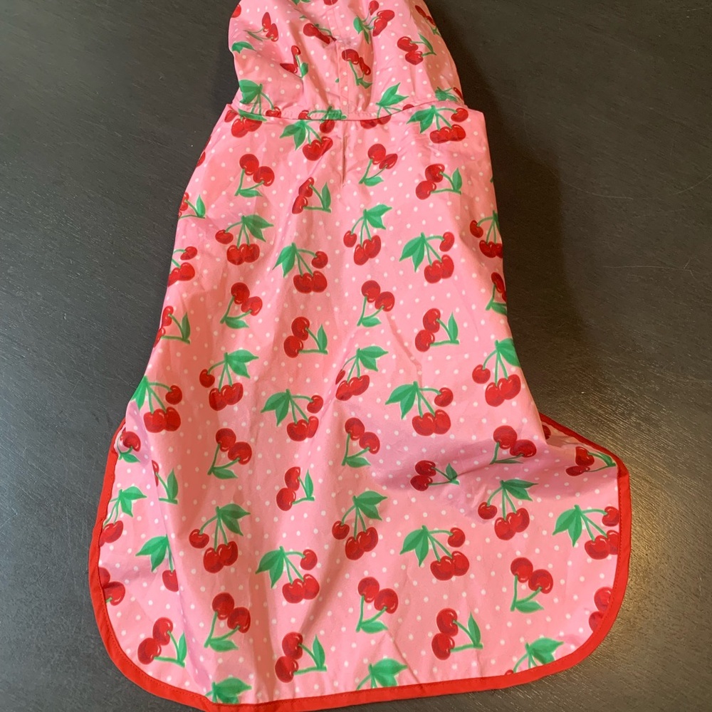 Buttons & Bones Pink Cherry Dog Polyester Raincoat Size Medium